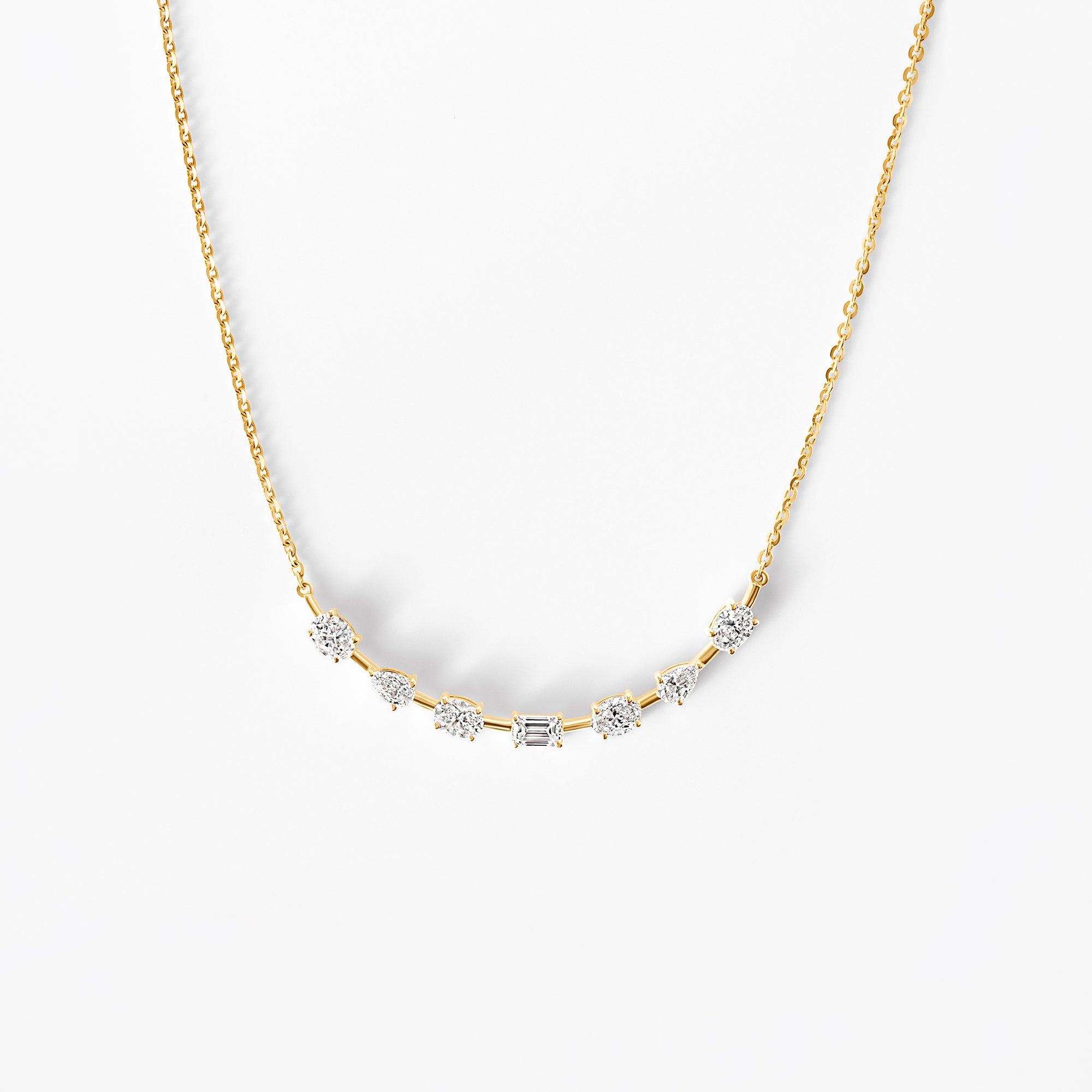 Mixed Shape Diamond Curved Necklace