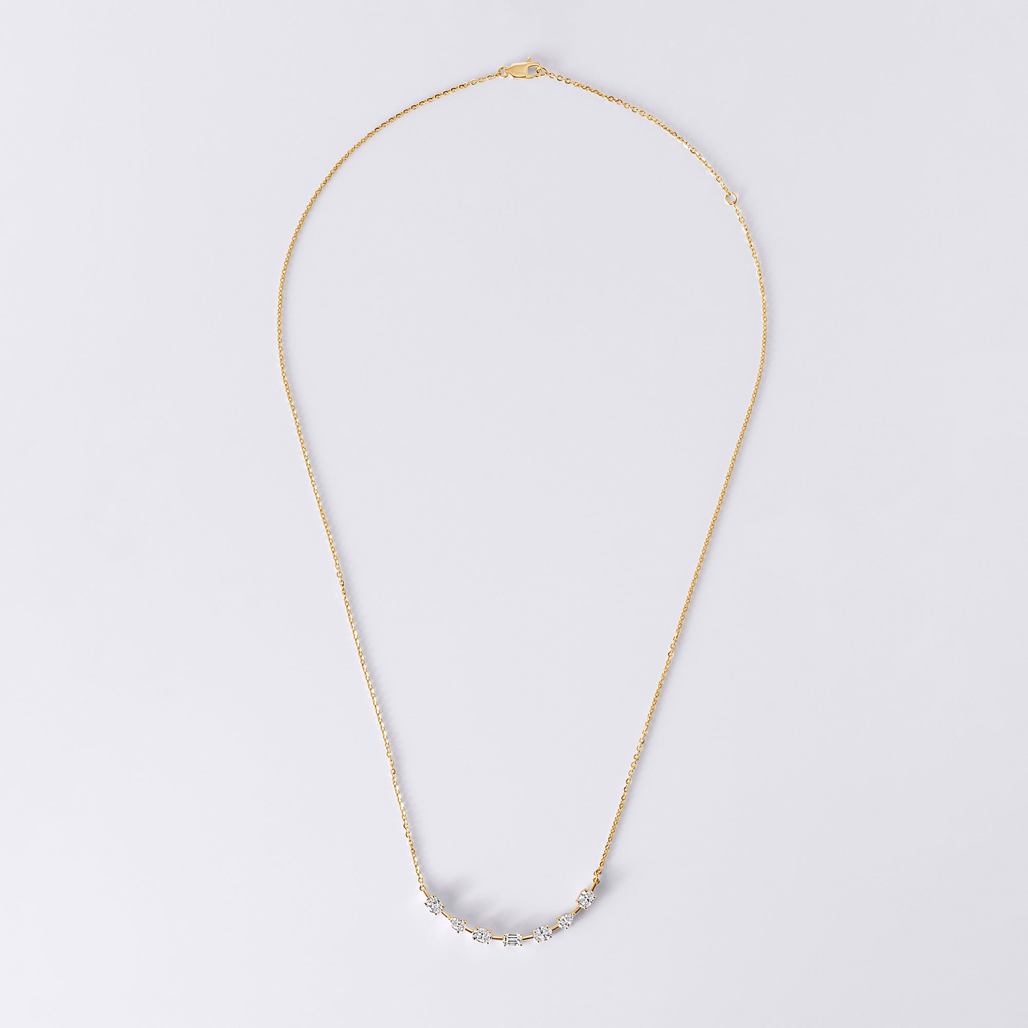 Mixed Shape Curved Necklace (1CTW), Yellow Gold