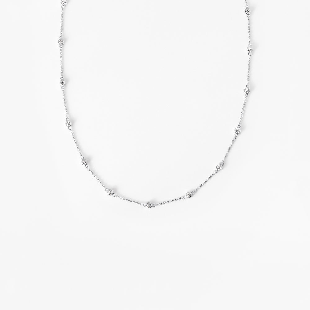 Round Large Diamond Bezel Station Necklace