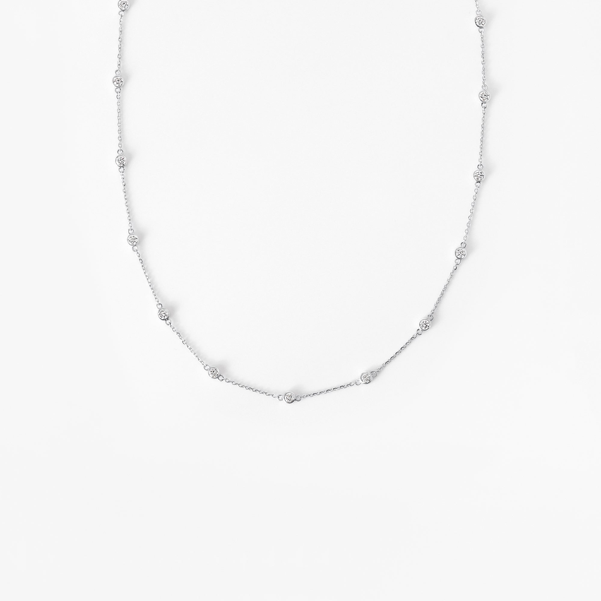 Round Diamond Bezel Set Station Necklace