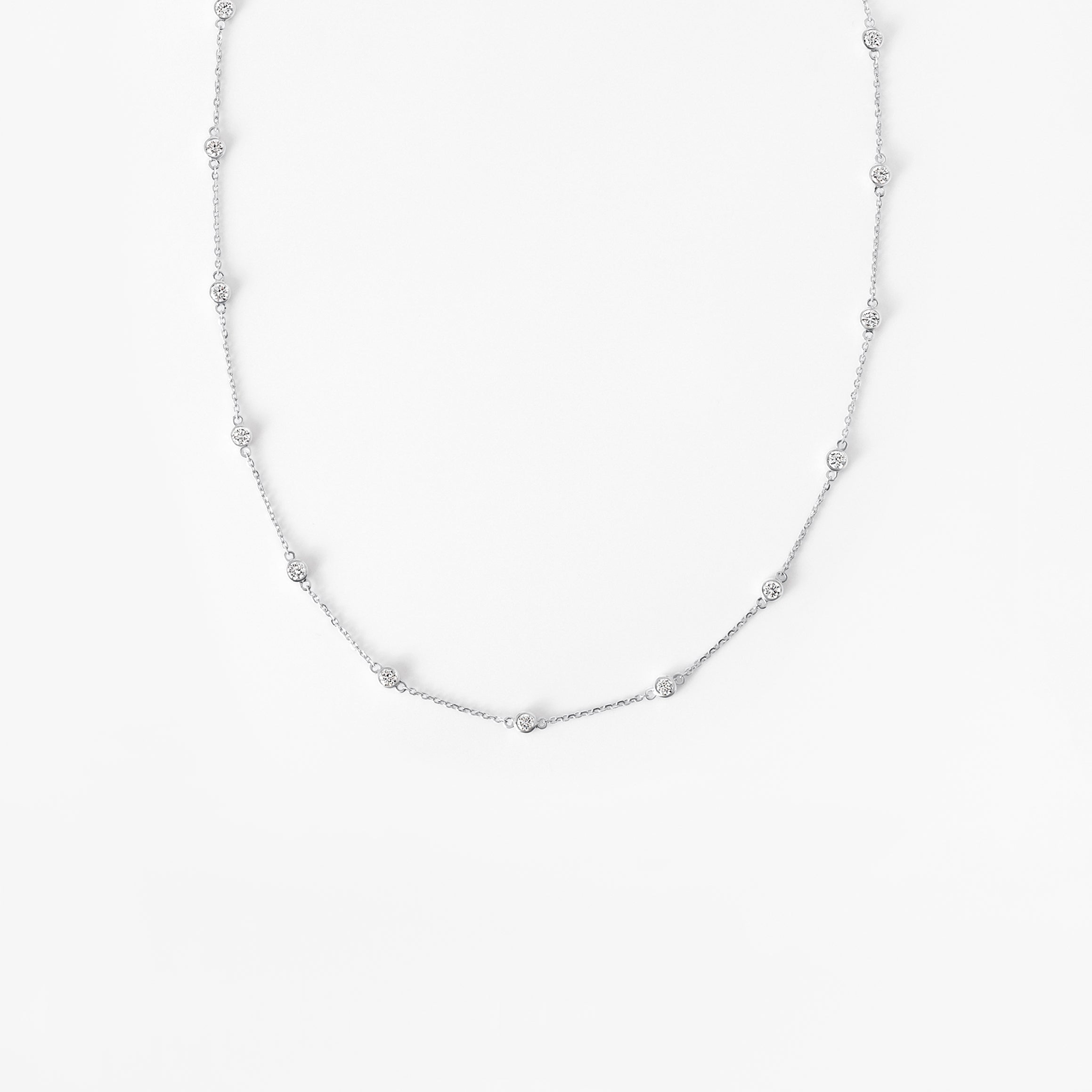 Round Diamond Bezel Set Station Necklace