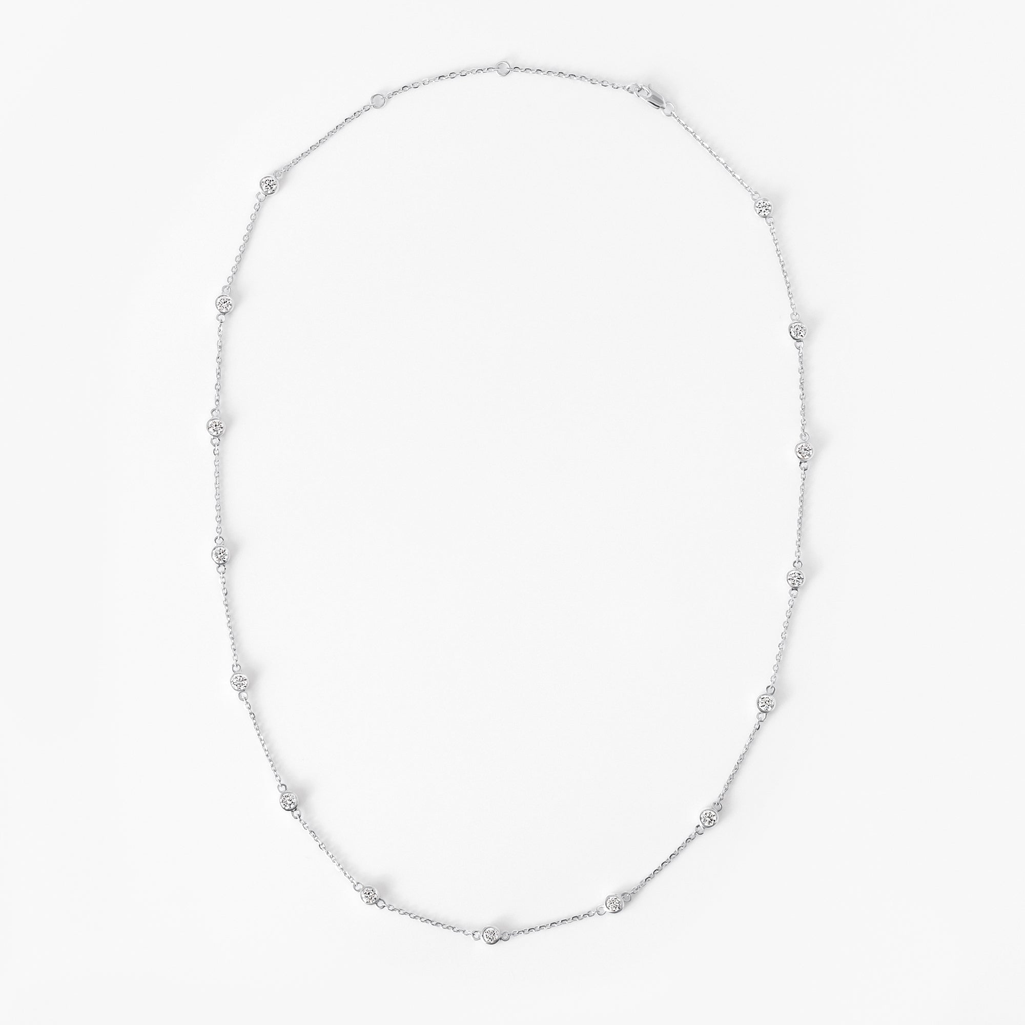Round Diamond Bezel Set Station Necklace