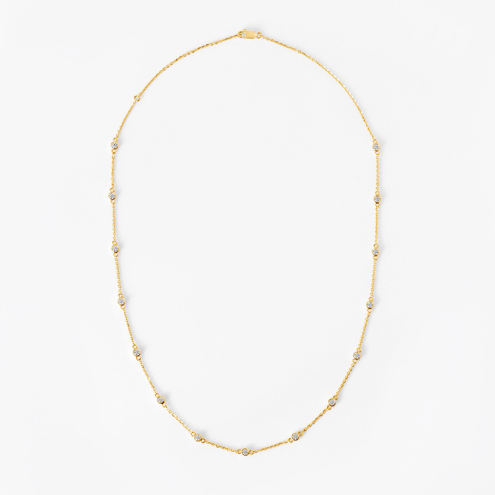 Round Diamond Petite Bezel Set Station Necklace
