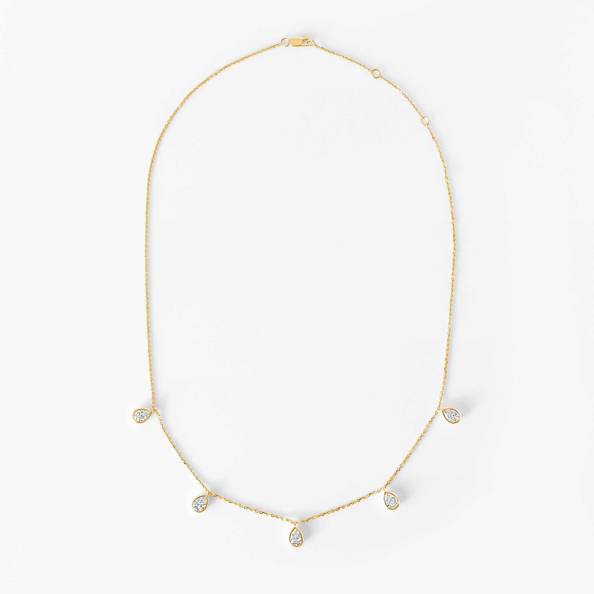 Pear Diamond Bezel Set Station Necklace
