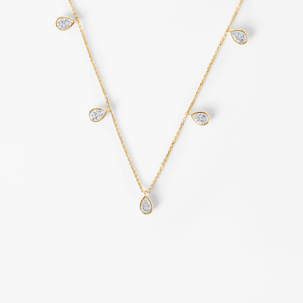 Pear Diamond Bezel Station Necklace