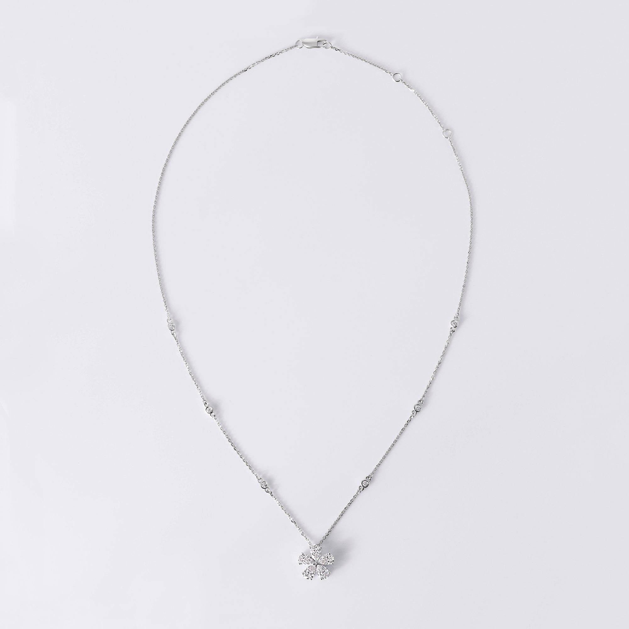 Pear Shaped Flower Necklace (2 1/10CTW), White Gold