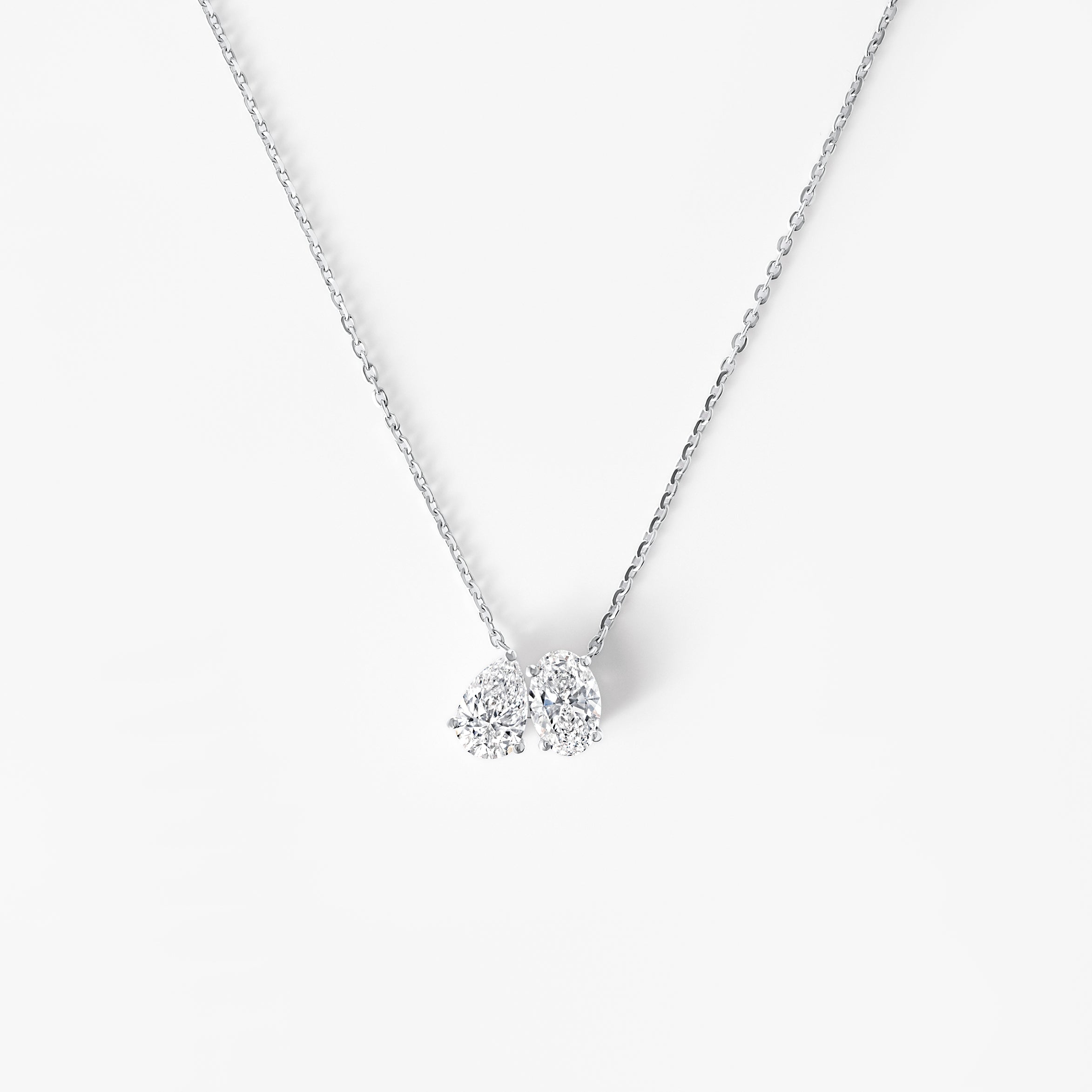 Oval and Pear Diamond Toi et Moi Pendant