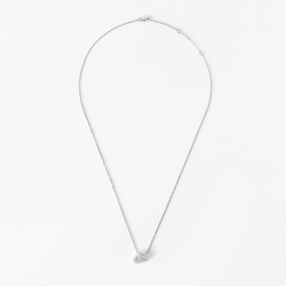 Emerald and Pear Diamond Toi Et Moi Pendant Necklace