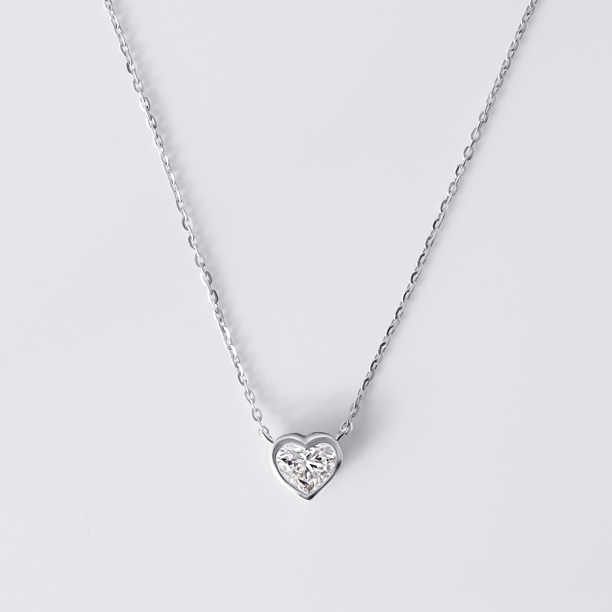 Heart Shaped Bezel Set Pendant Necklace (1CTW), White Gold