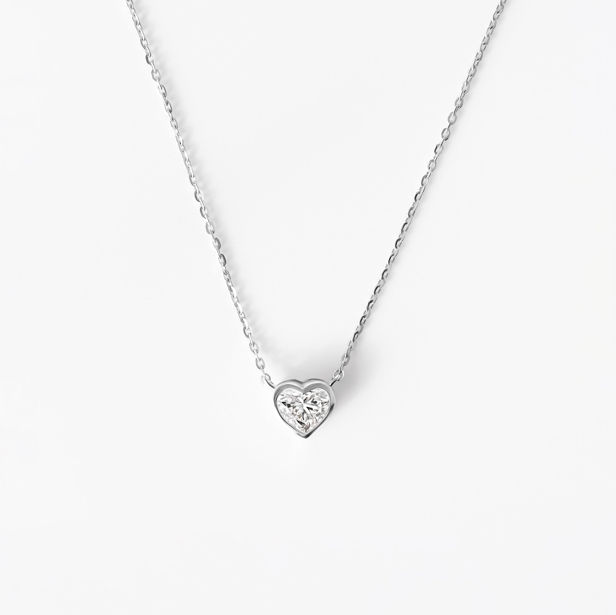 Heart Diamond Bezel Set Pendant Necklace