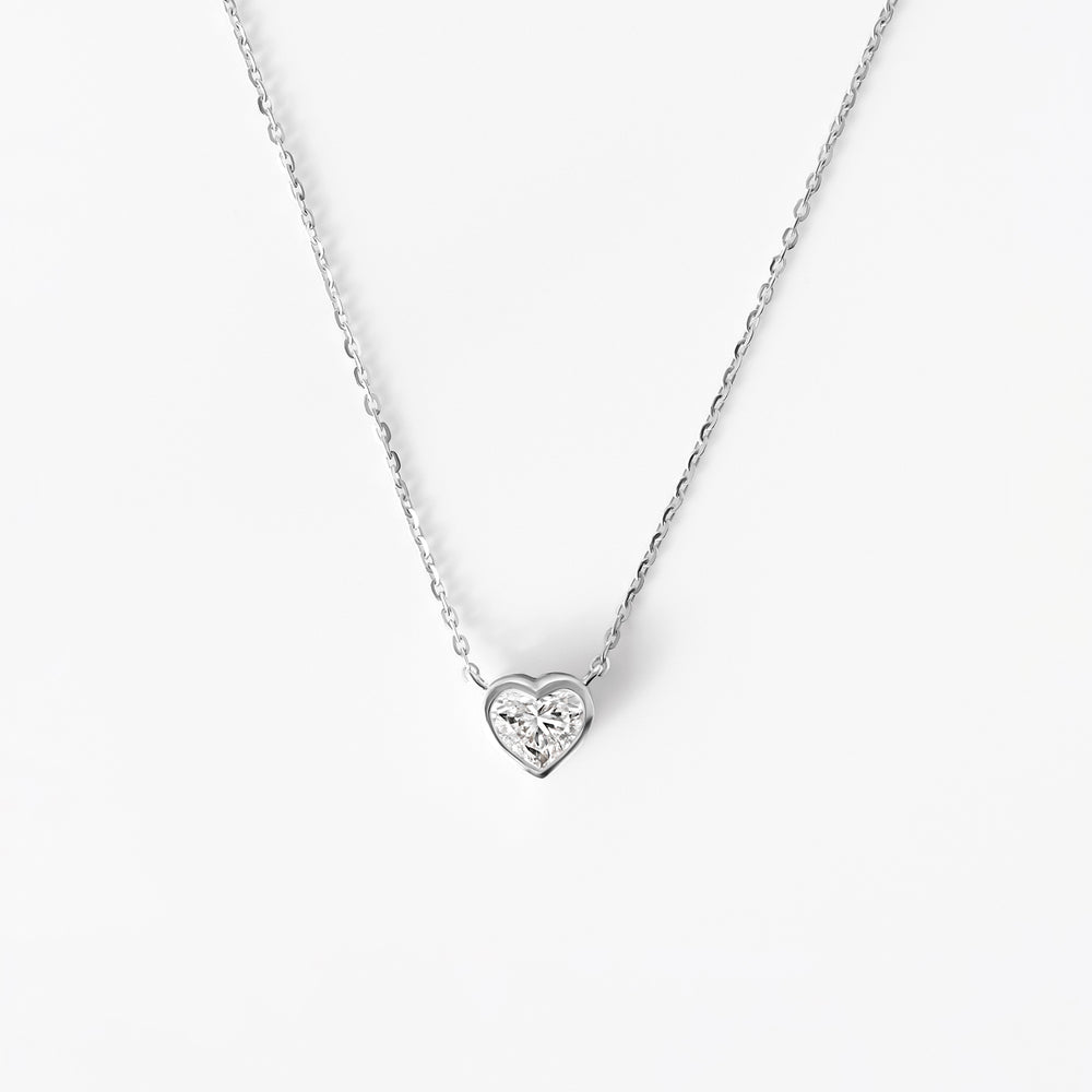 Heart Diamond Bezel Pendant Necklace