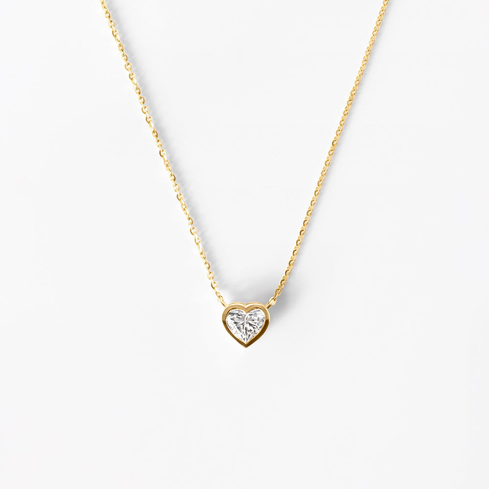 Heart Diamond Bezel Pendant Necklace