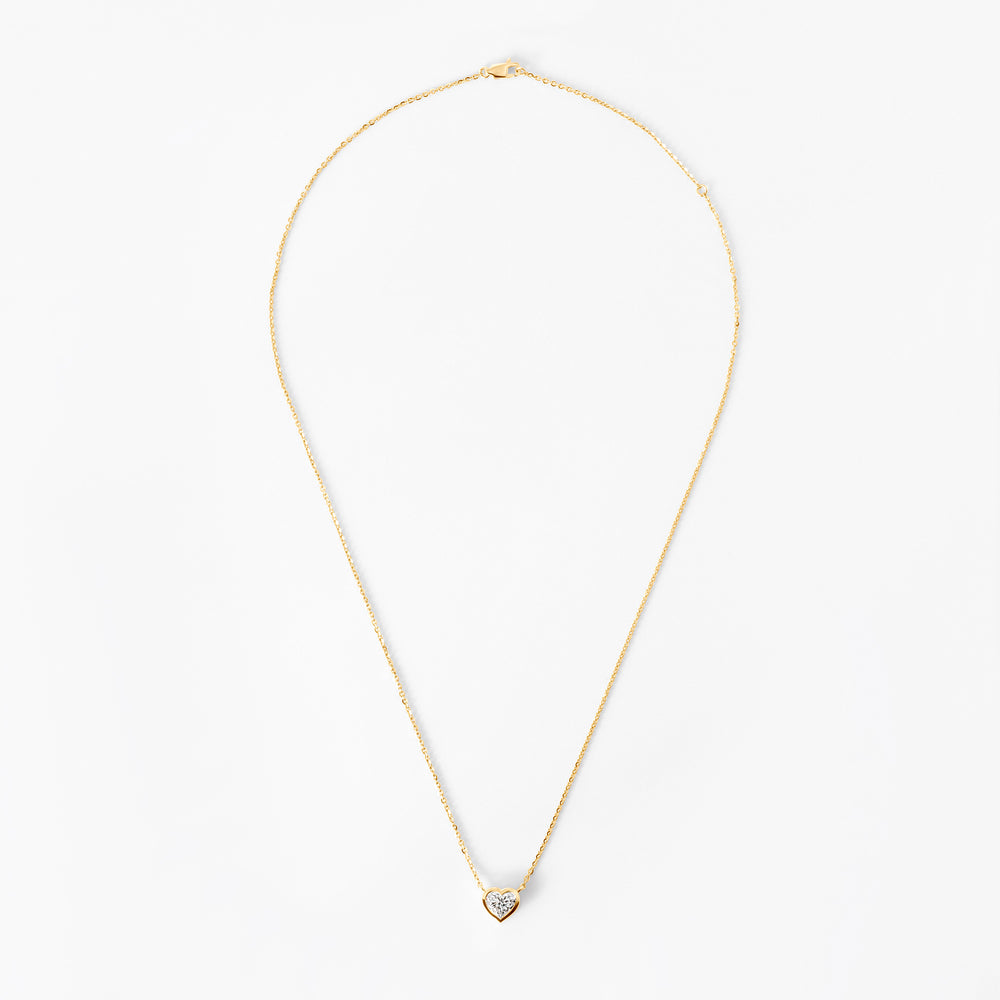 Heart Diamond Bezel Pendant Necklace