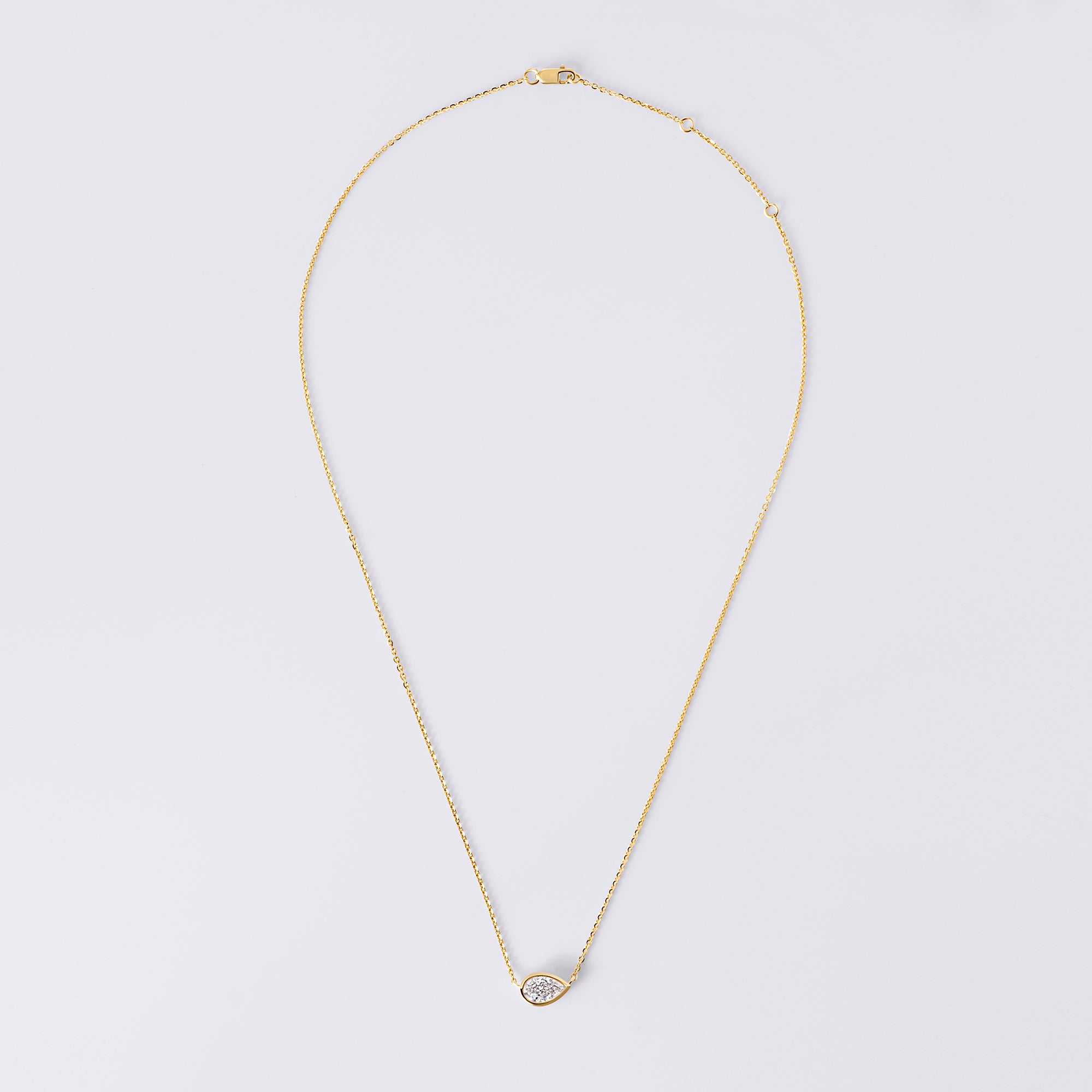 Pear Diamond Bezel Set Pendant Necklace