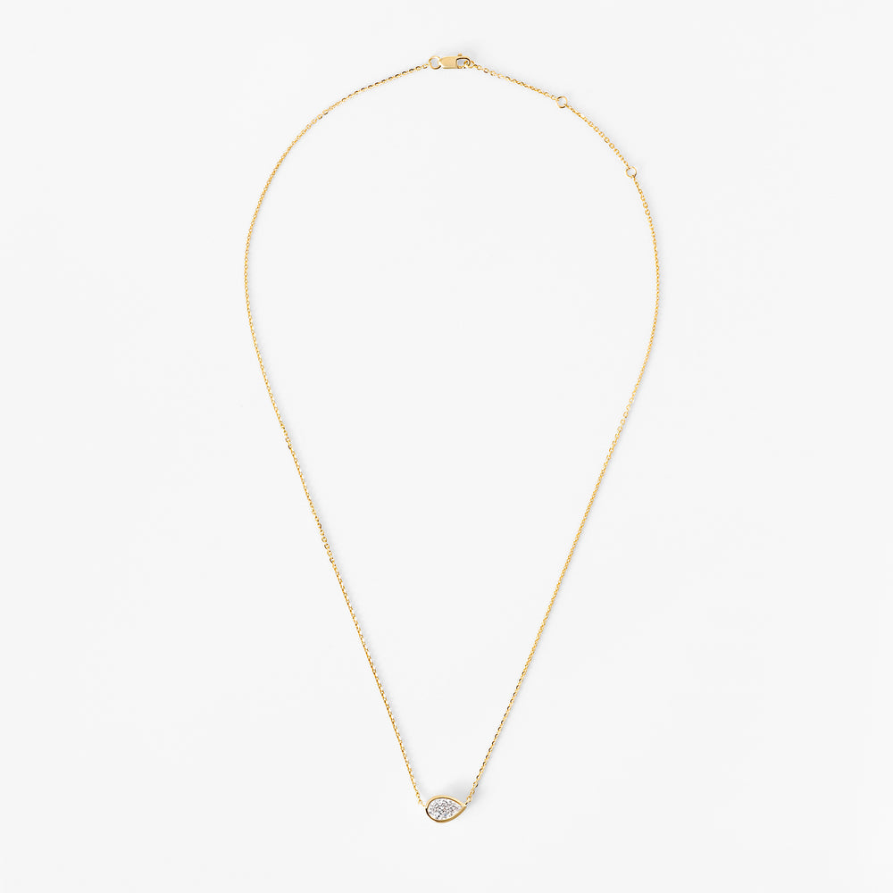 Pear Diamond East West Bezel Pendant Necklace