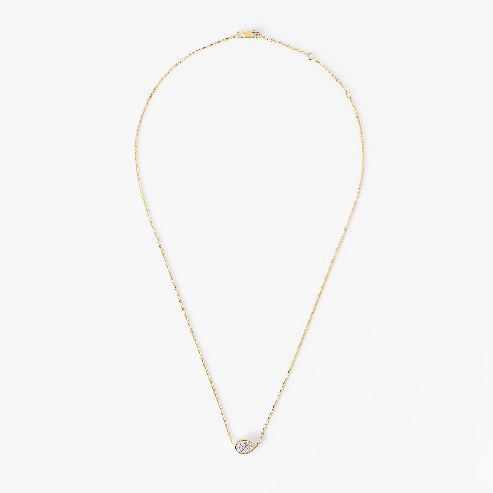 Pear Diamond Bezel Set Pendant Necklace