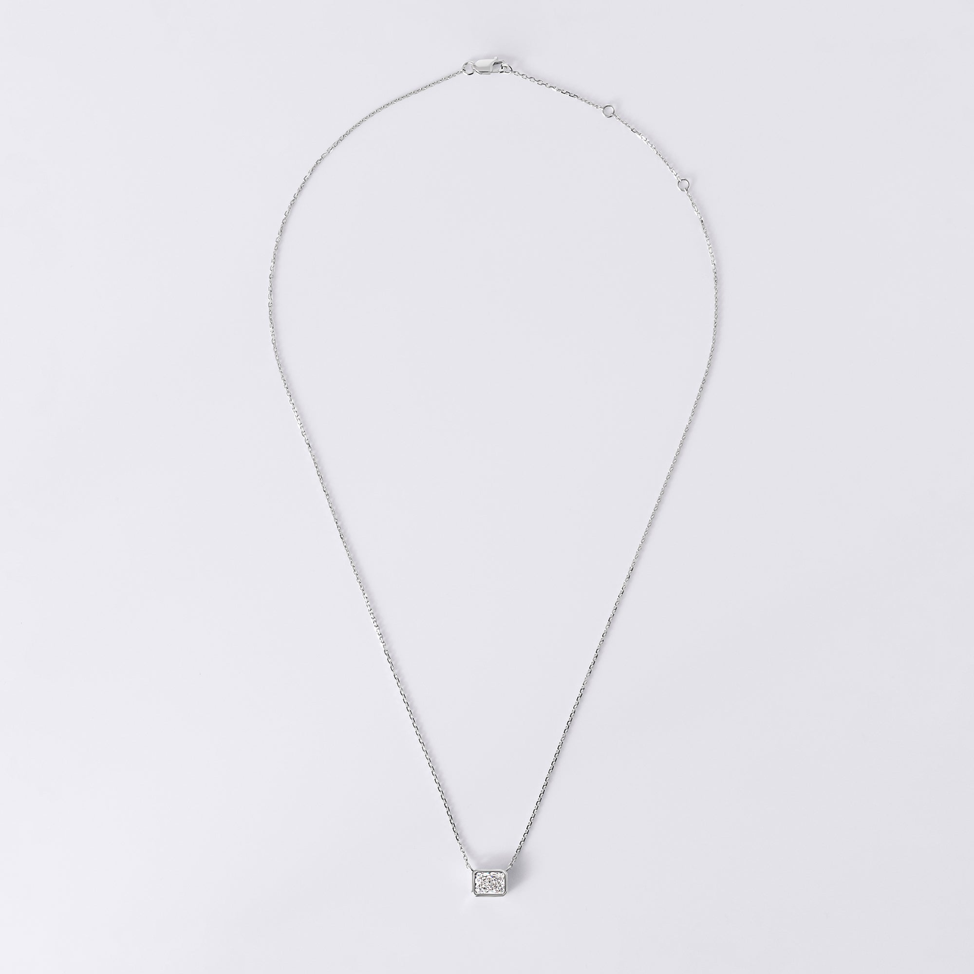 Radiant Diamond Bezel Set Pendant Necklace