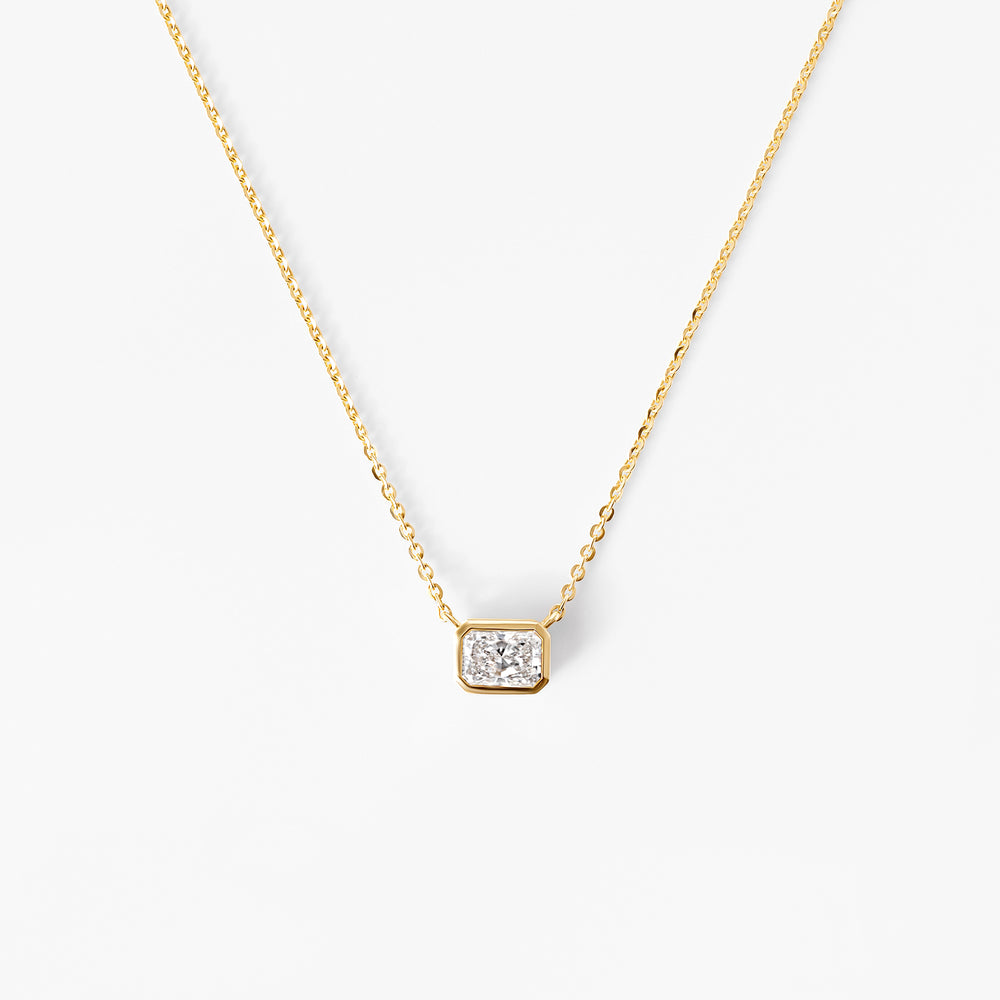 Radiant Diamond Bezel Pendant Necklace