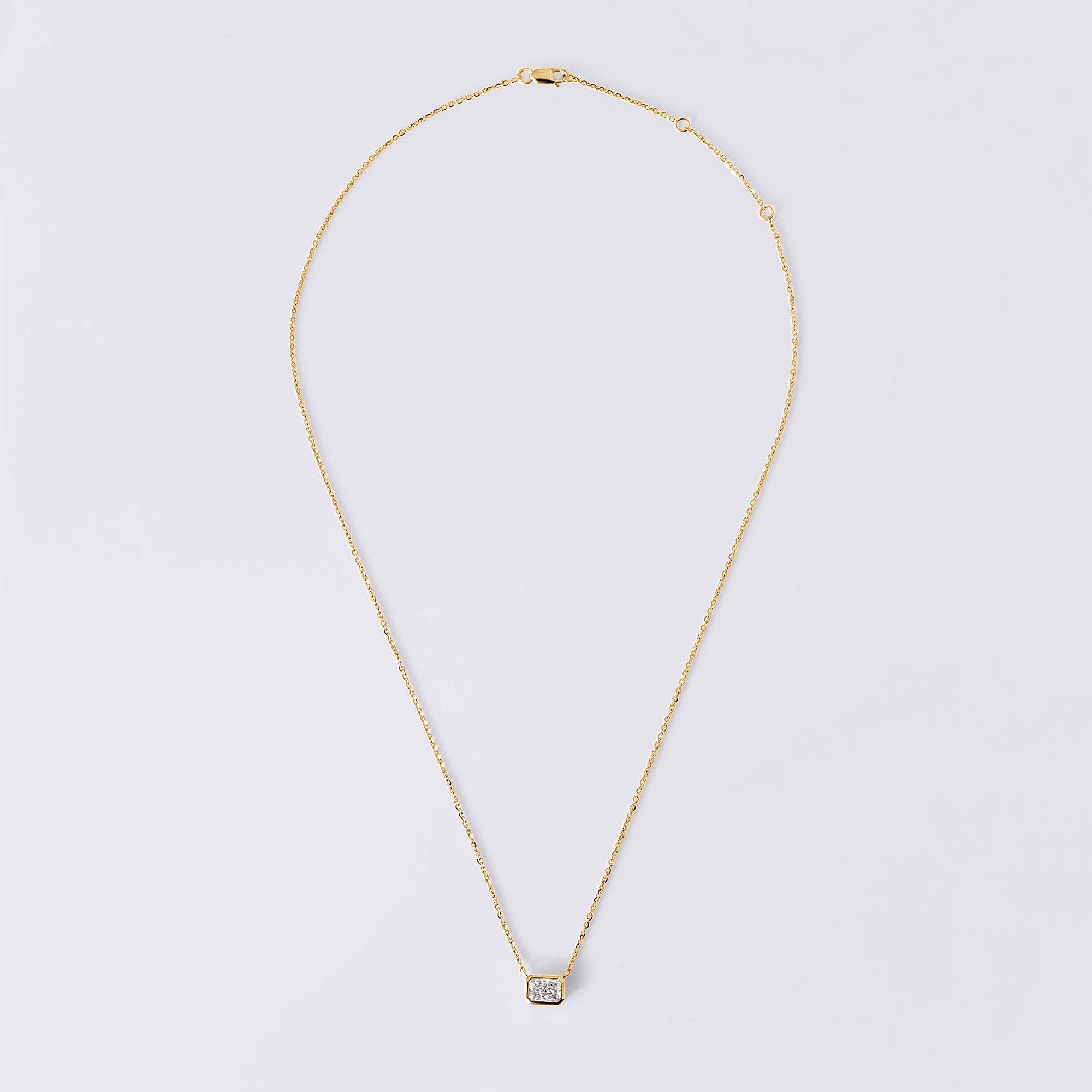 Radiant Diamond Bezel Set Pendant Necklace