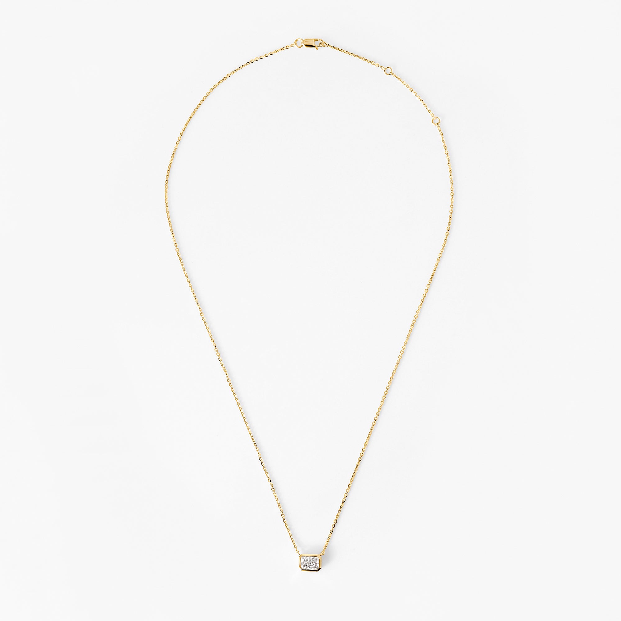 Radiant Diamond Bezel Set Pendant Necklace