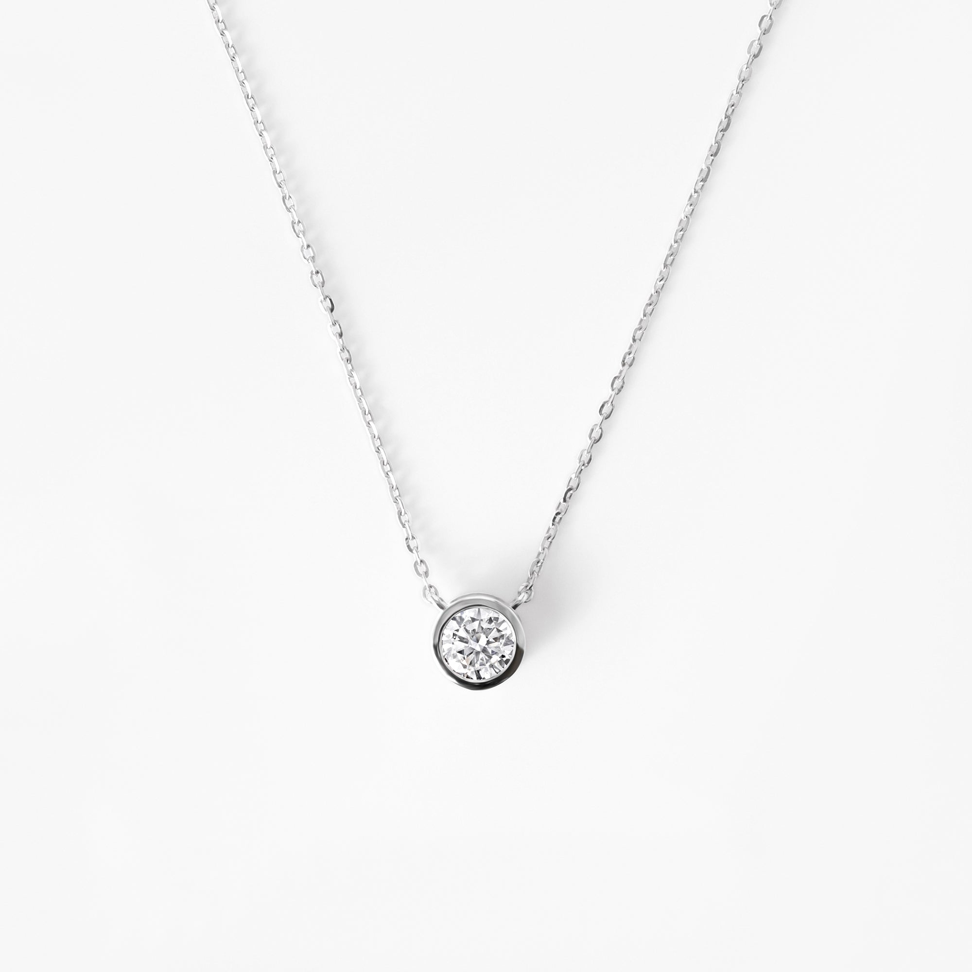 Round Diamond Bezel Set Pendant Necklace