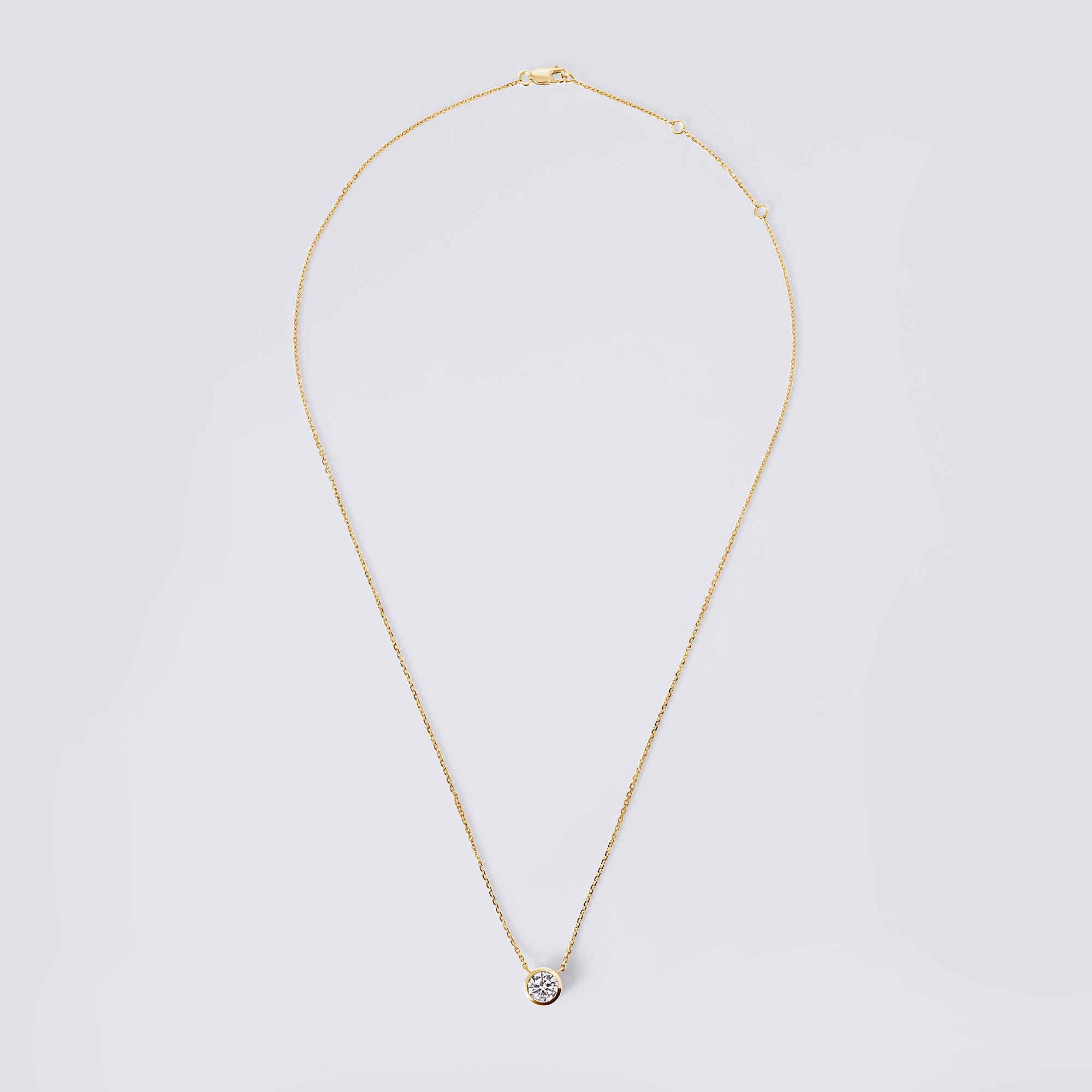 Round Brilliant Bezel Set Pendant Necklace (1CTW), Yellow Gold