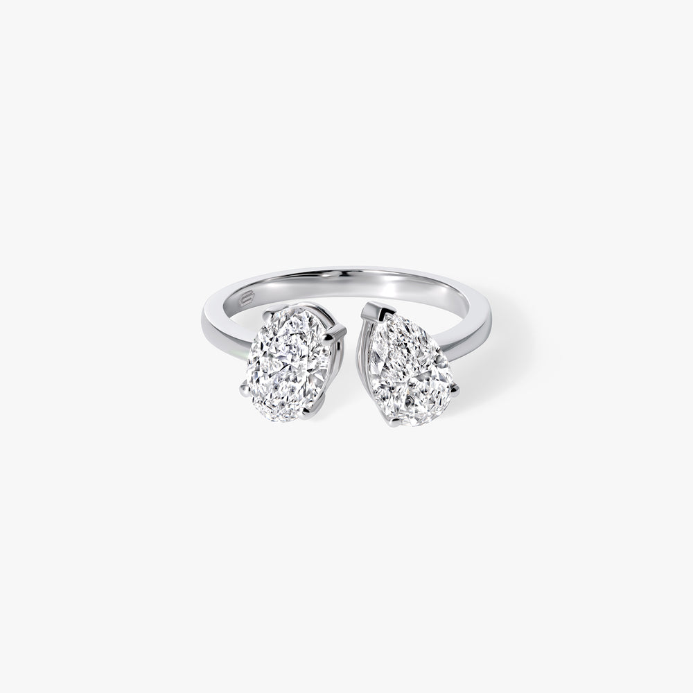 Oval and Pear Diamond Toi et Moi Ring