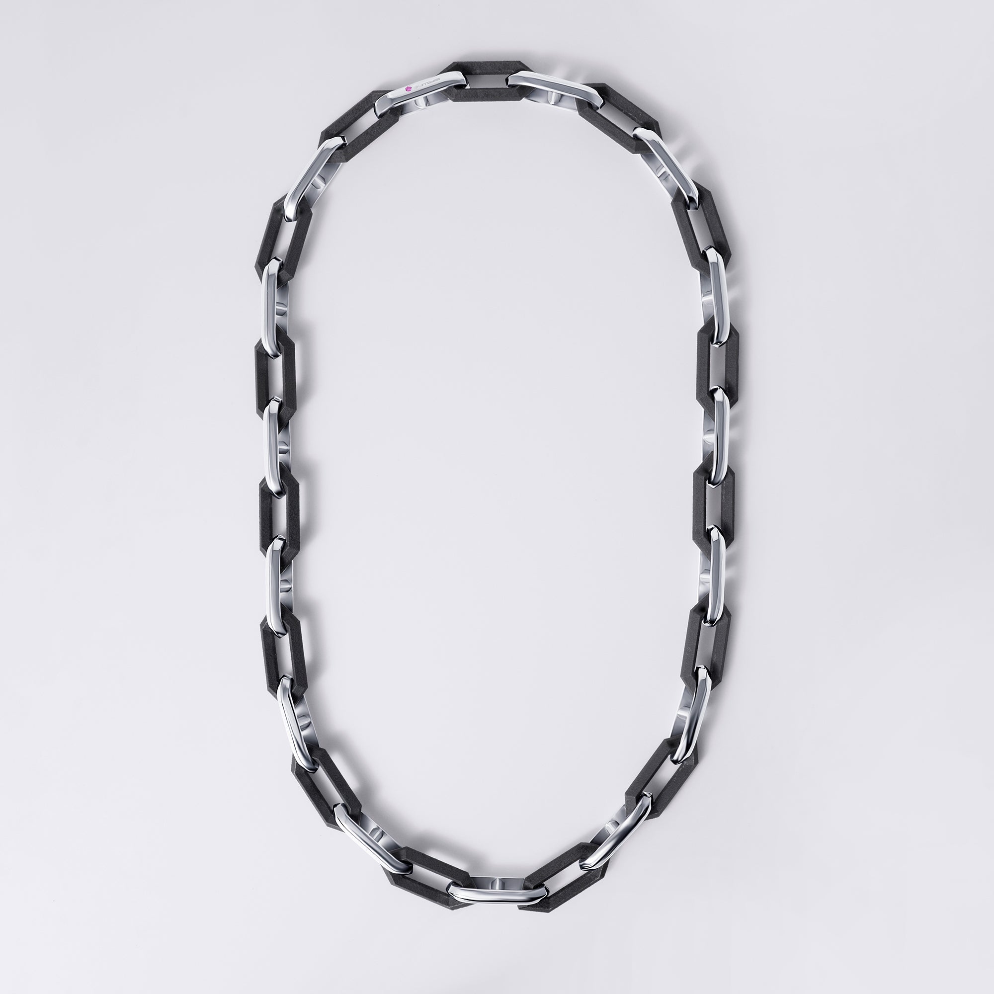 Heavy Legacy Link Alternating Silver and Black Titanium Necklace