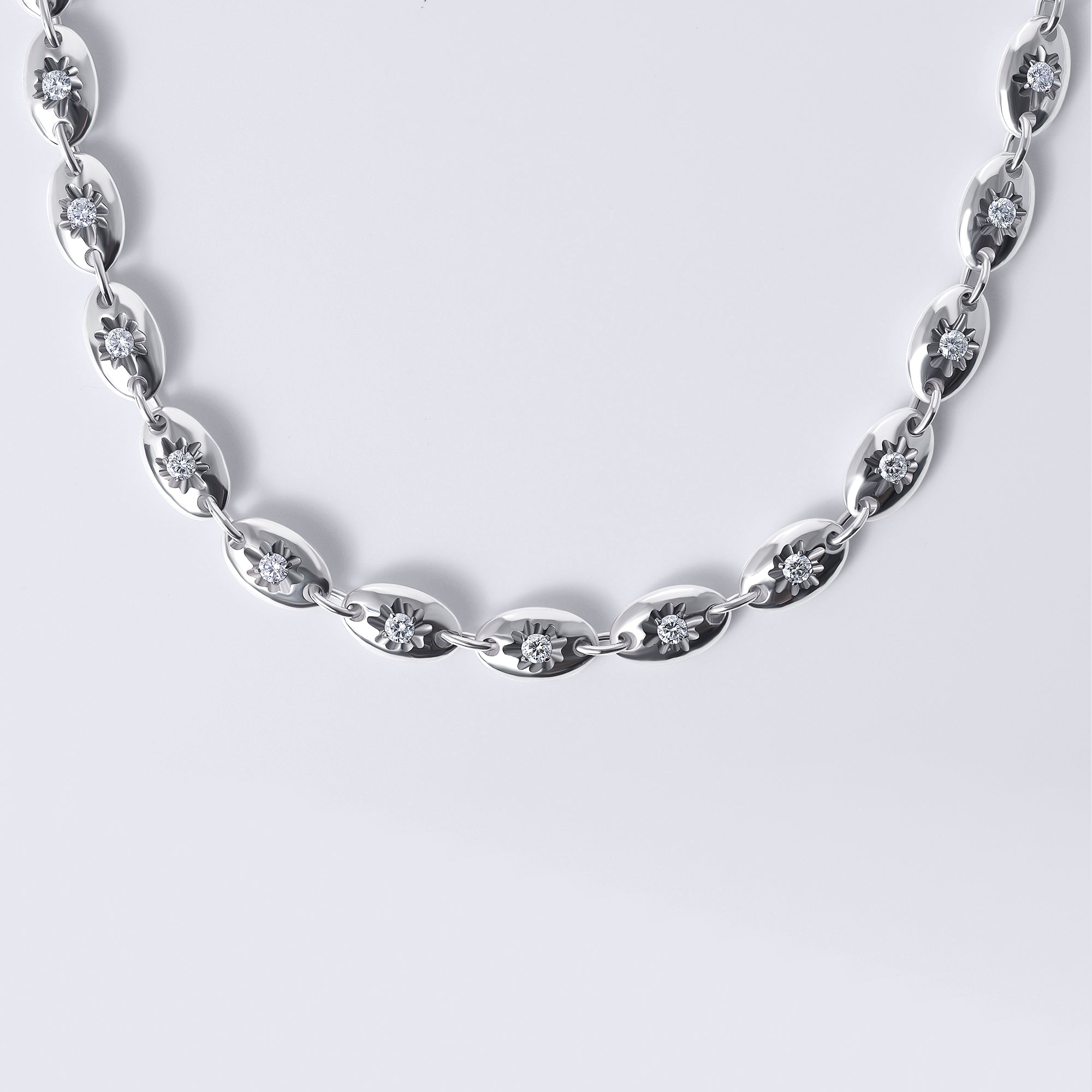 Solaris White Round Diamond Bead Necklace