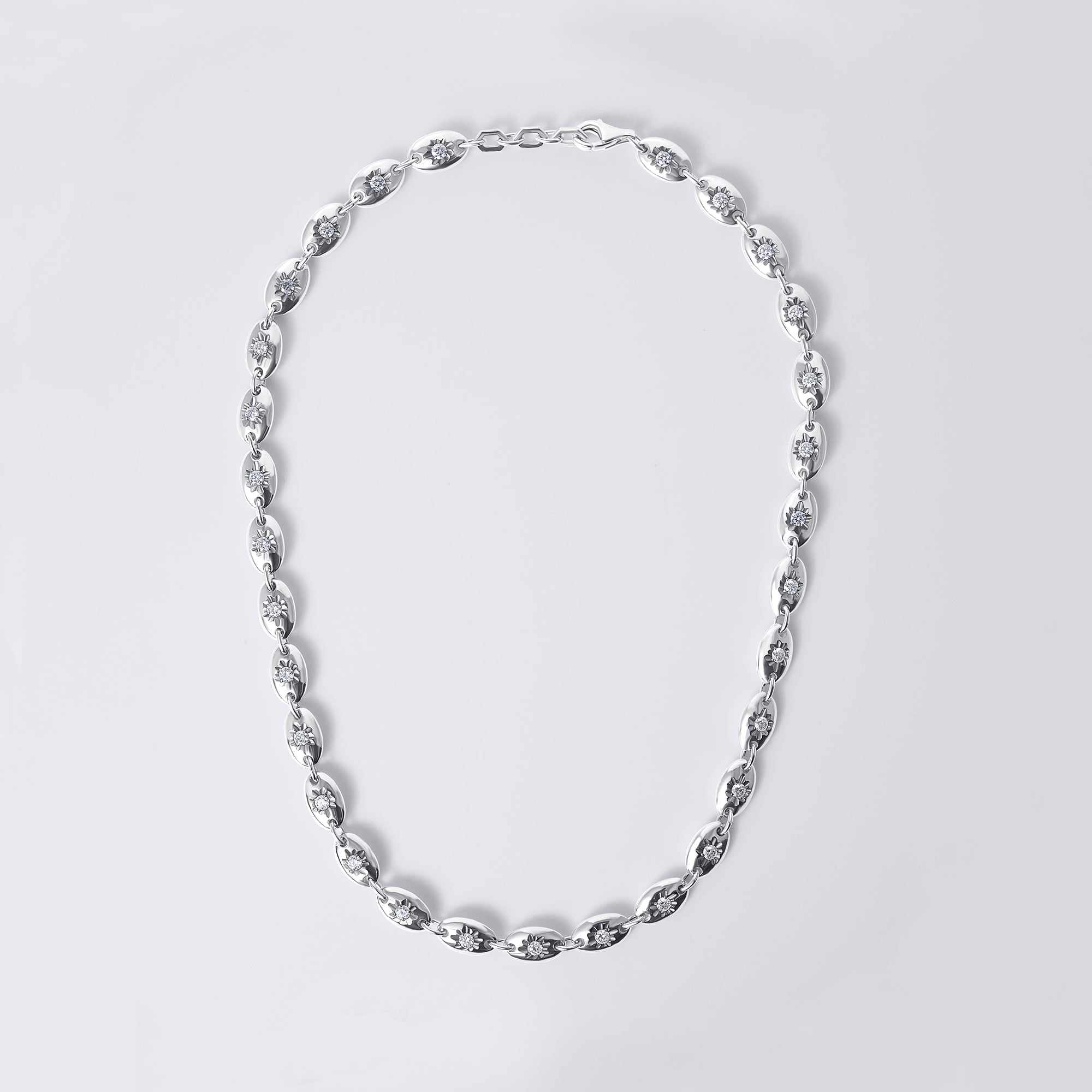 Solaris White Round Diamond Bead Necklace