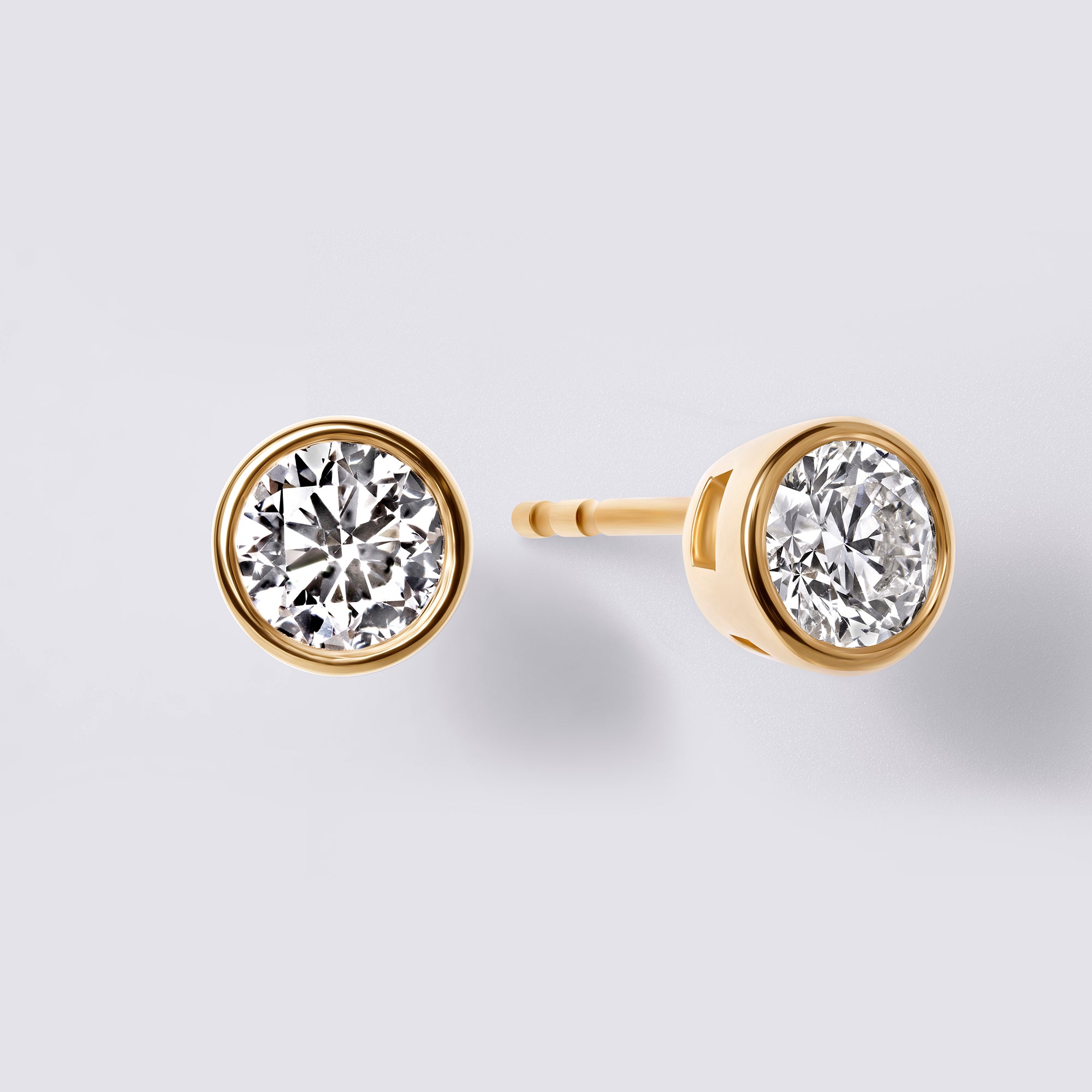 Bezel Set Round Diamond Stud Earrings