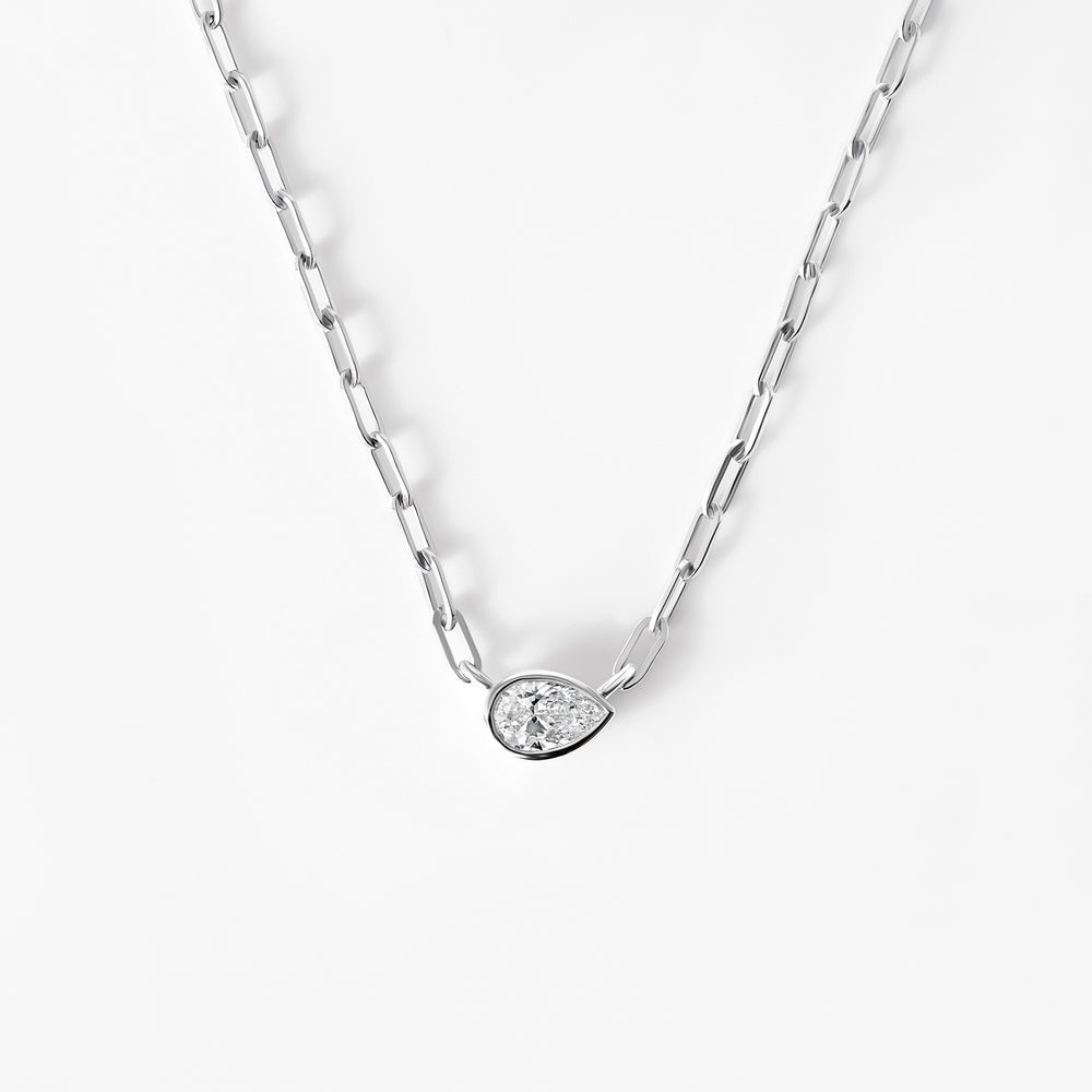 Pear Diamond Bezel Paperclip Necklace