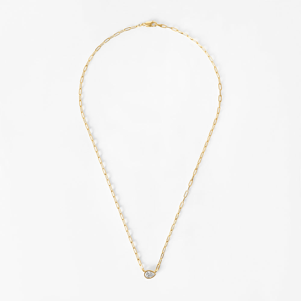 Pear Diamond Bezel Paperclip Necklace