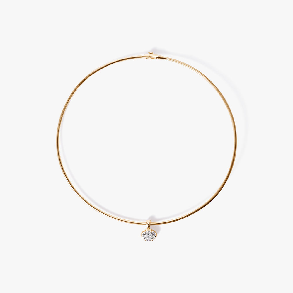 Oval Diamond Pendant On Collar Necklace