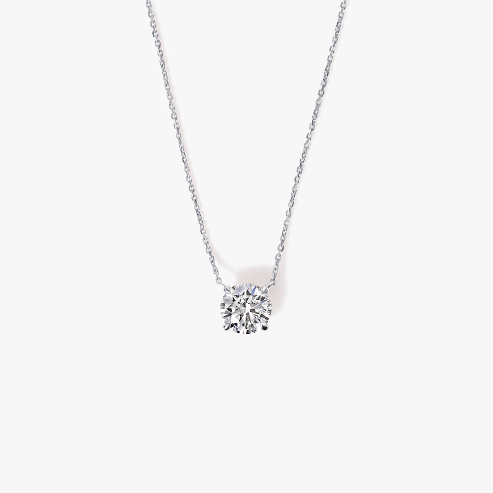 Round Diamond Solitaire Pendant Necklace