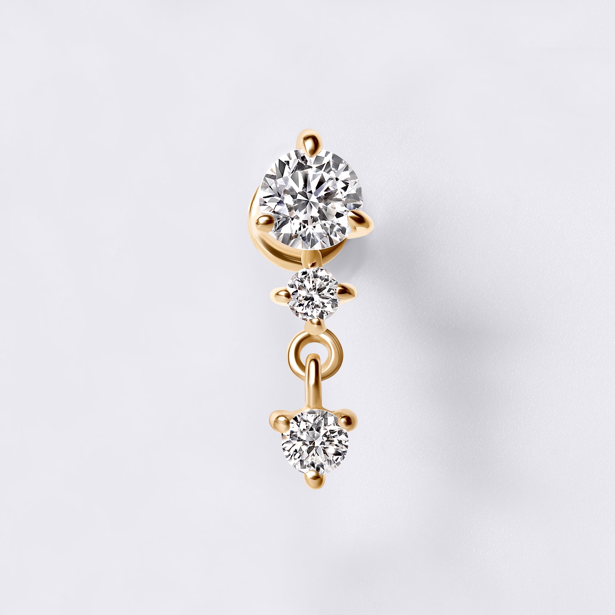 Round Diamond Prong Set Triple Drop Earrings