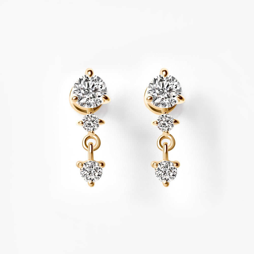 Round Diamond Drop Flatback Earrings