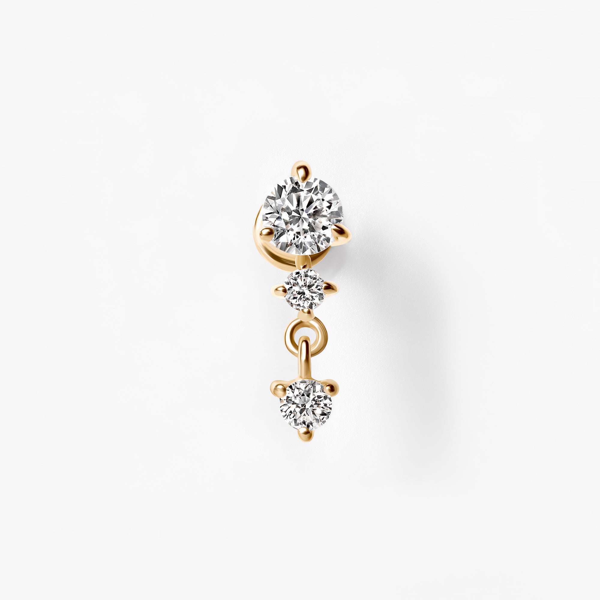 Round Diamond Prong Set Triple Drop Earrings
