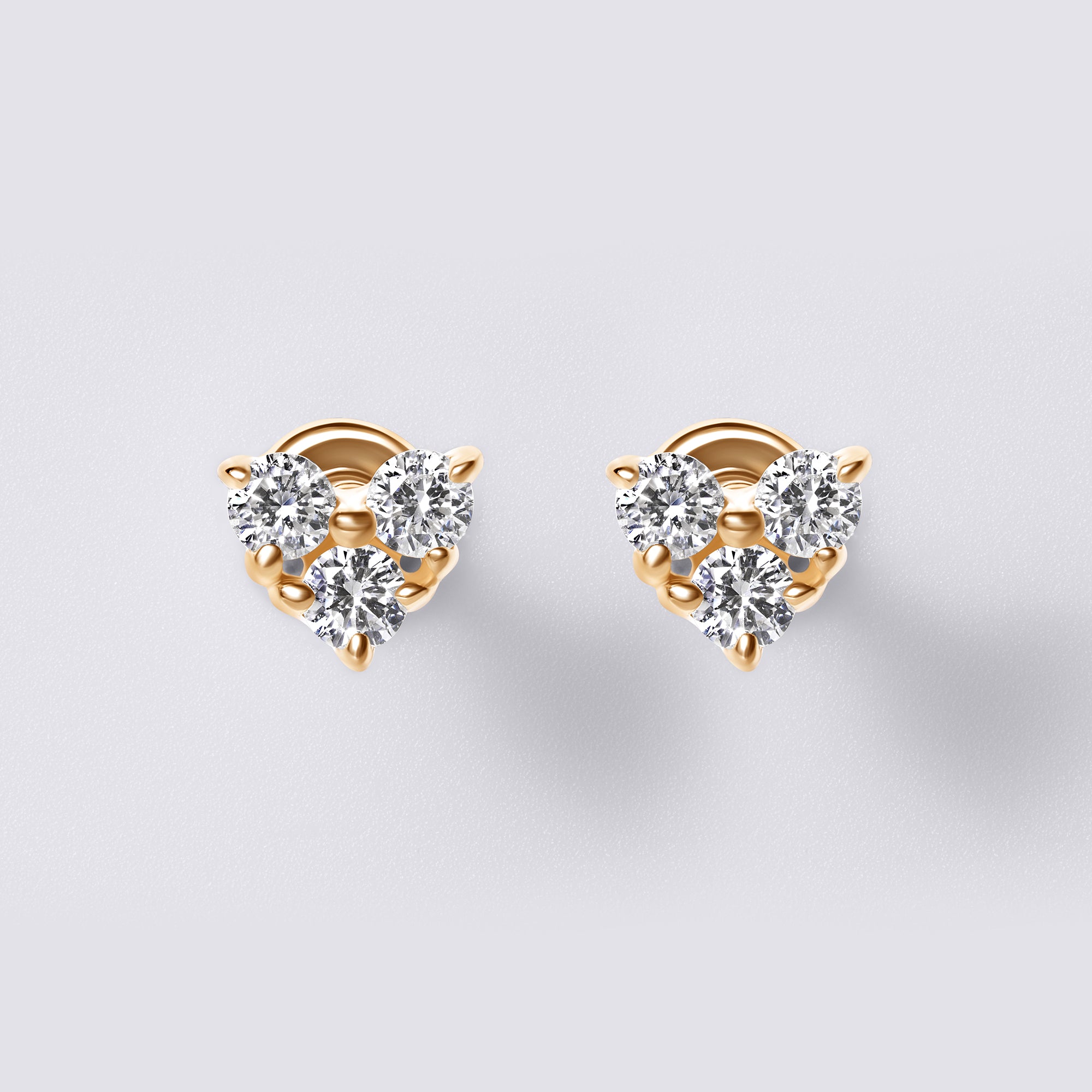 Round Diamond Trio Cluster Stud Earrings
