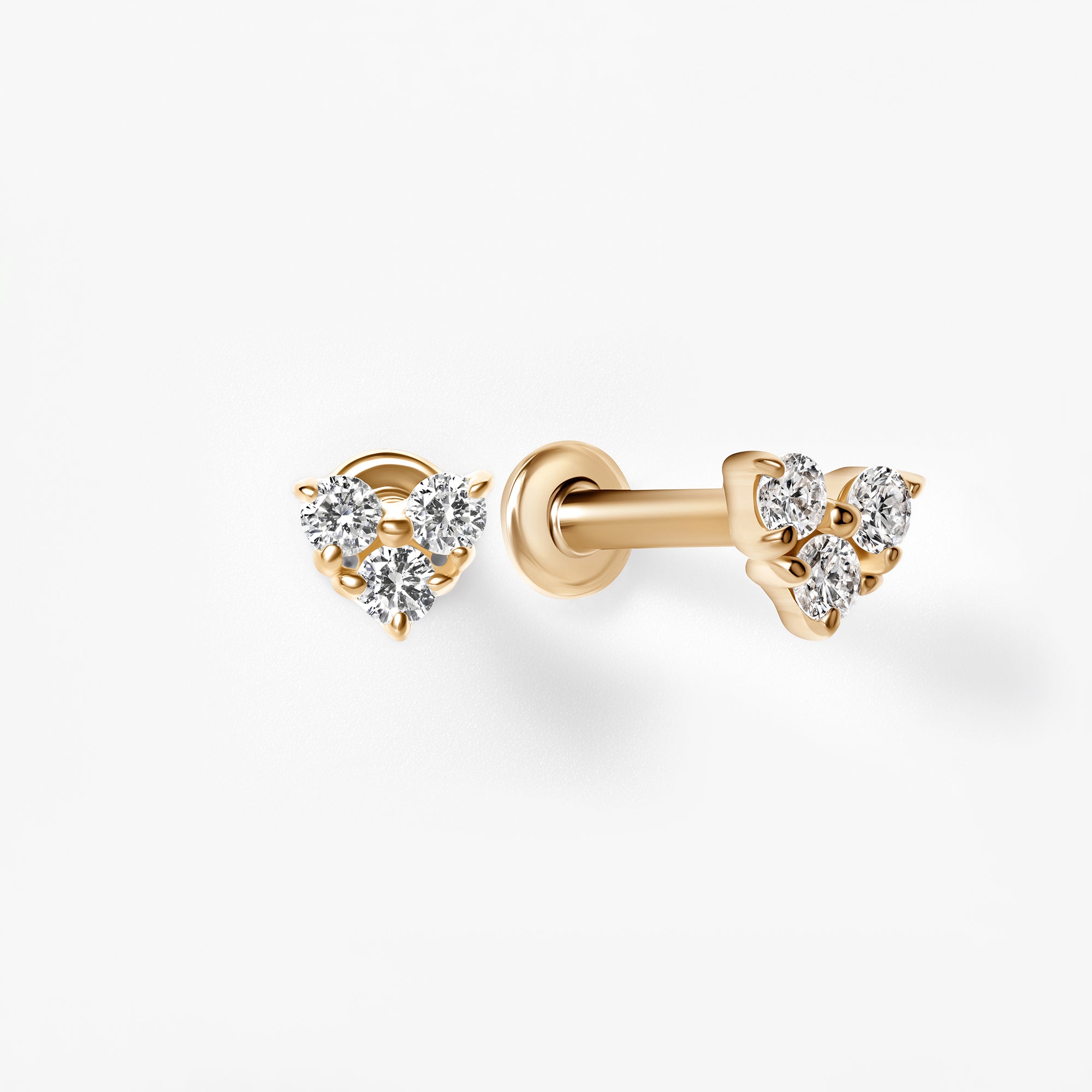 Round Diamond Trio Cluster Stud Earrings