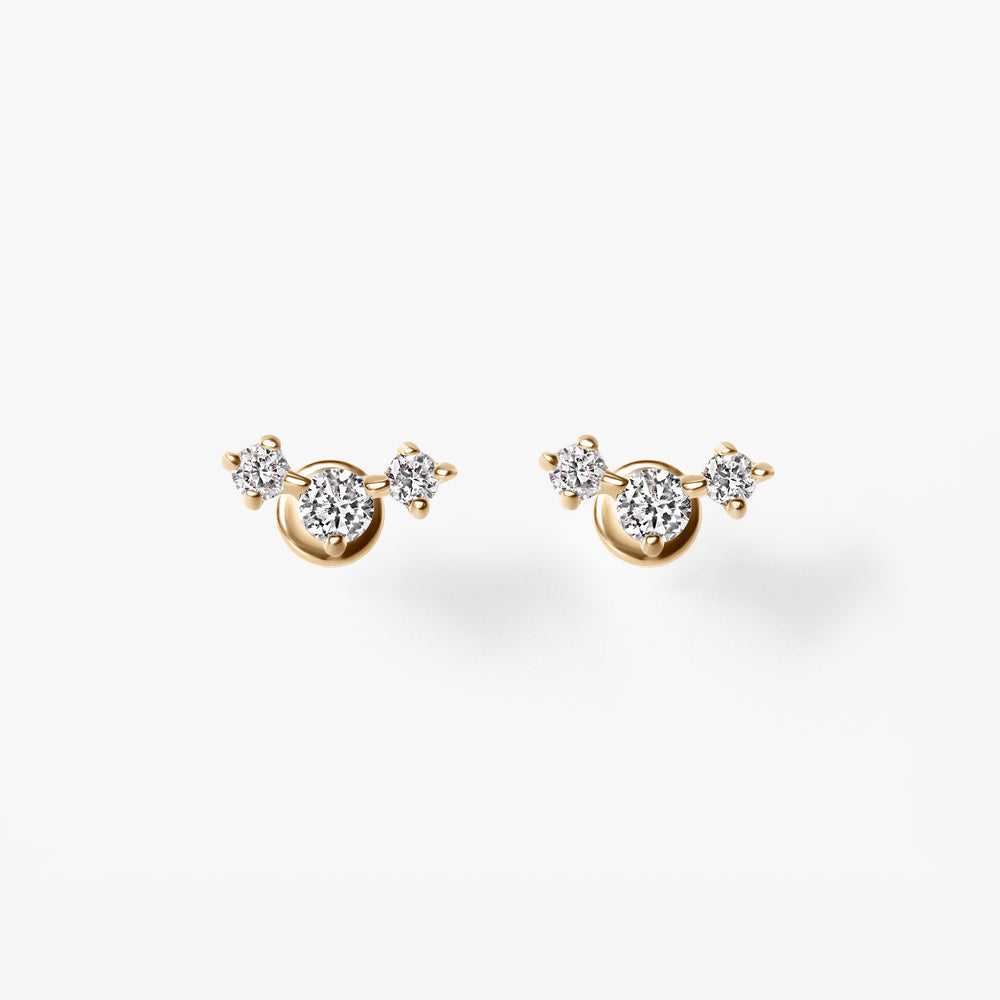 Round Diamond Mini Crawler Flatback Earrings
