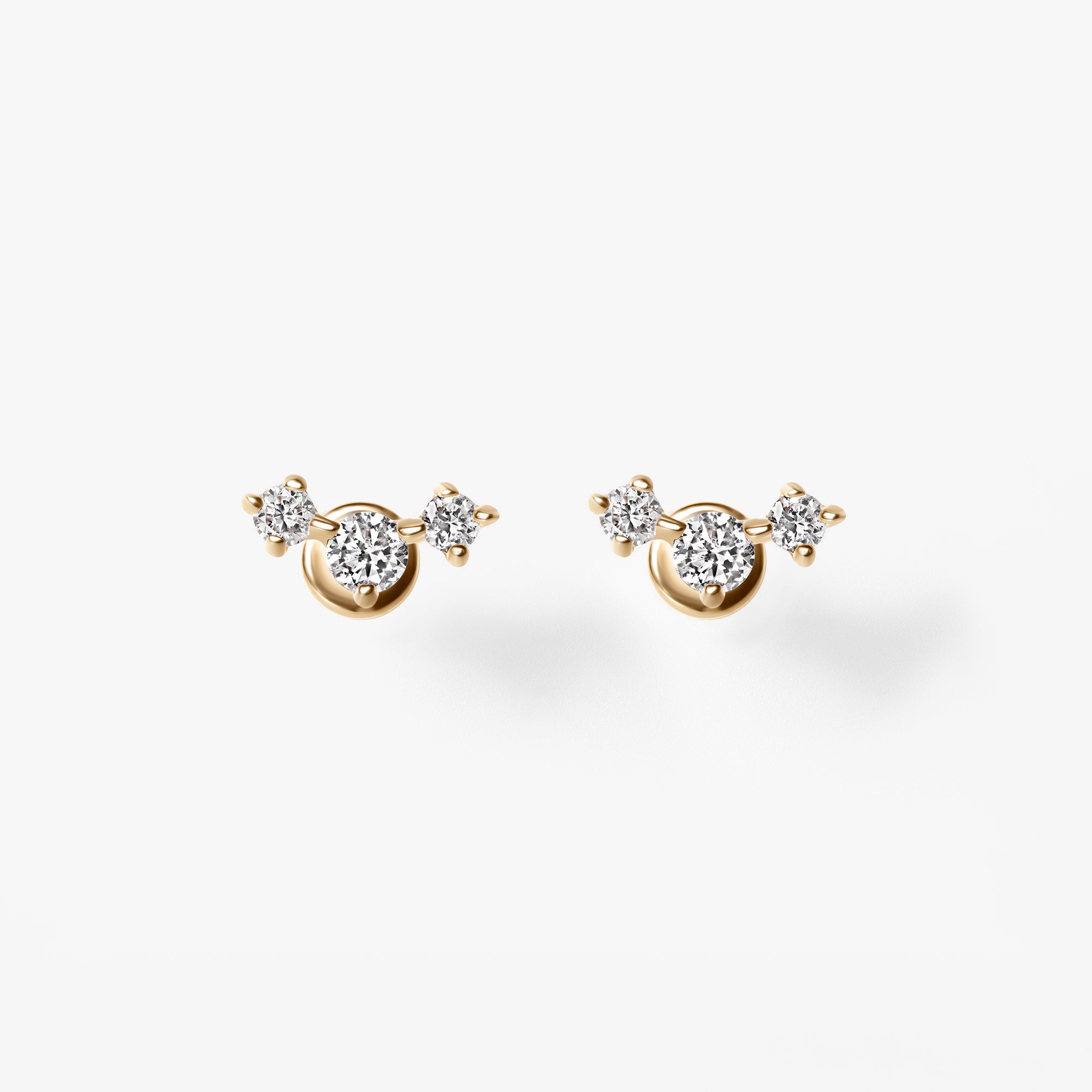 Round Diamond Trio Mini Crawler Stud Earrings