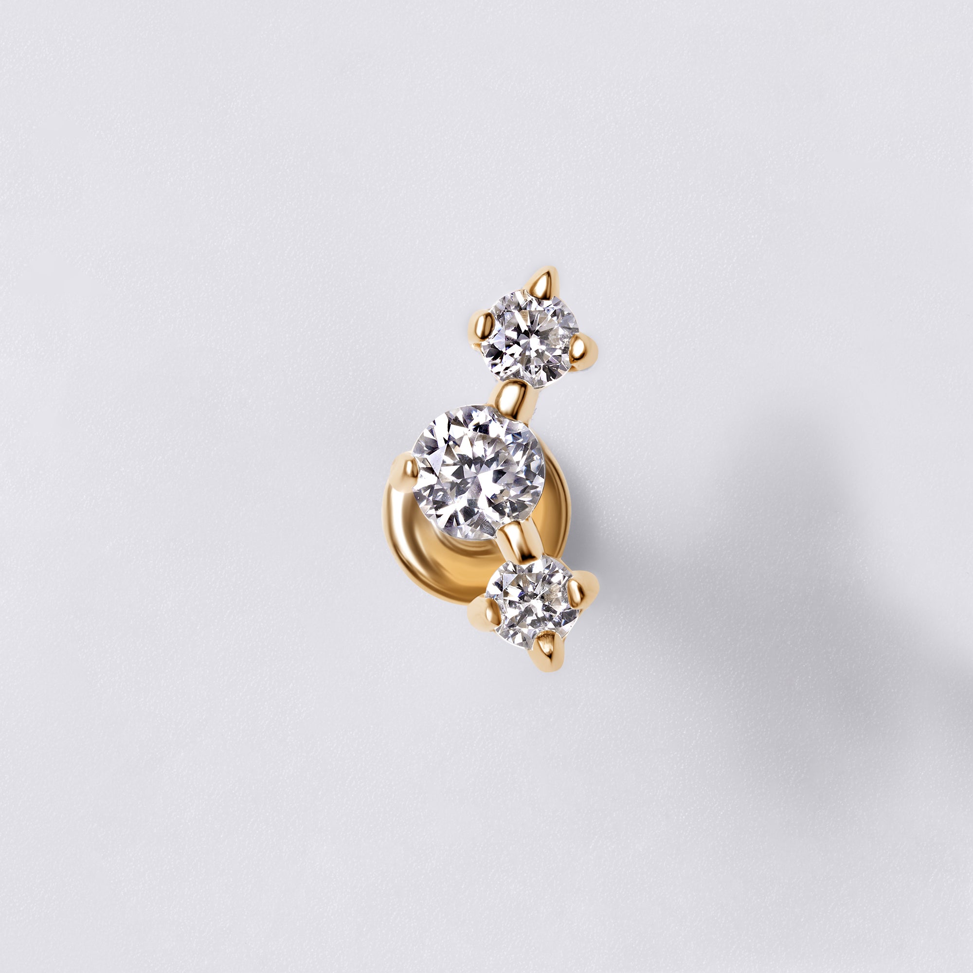 Round Diamond Trio Mini Crawler Stud Earrings