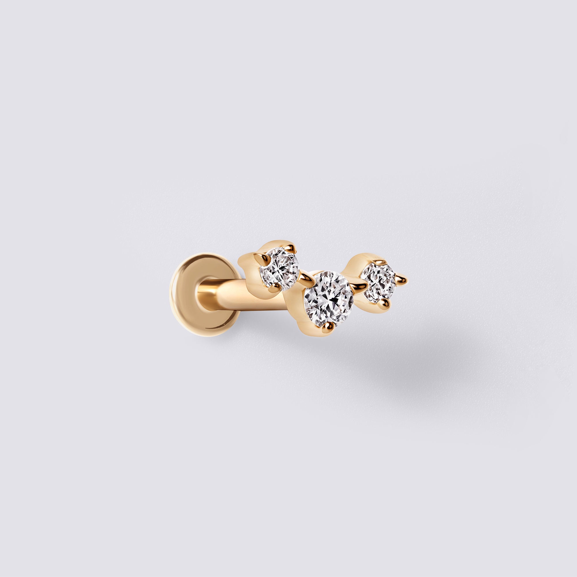 Round Diamond Trio Mini Crawler Stud Earrings