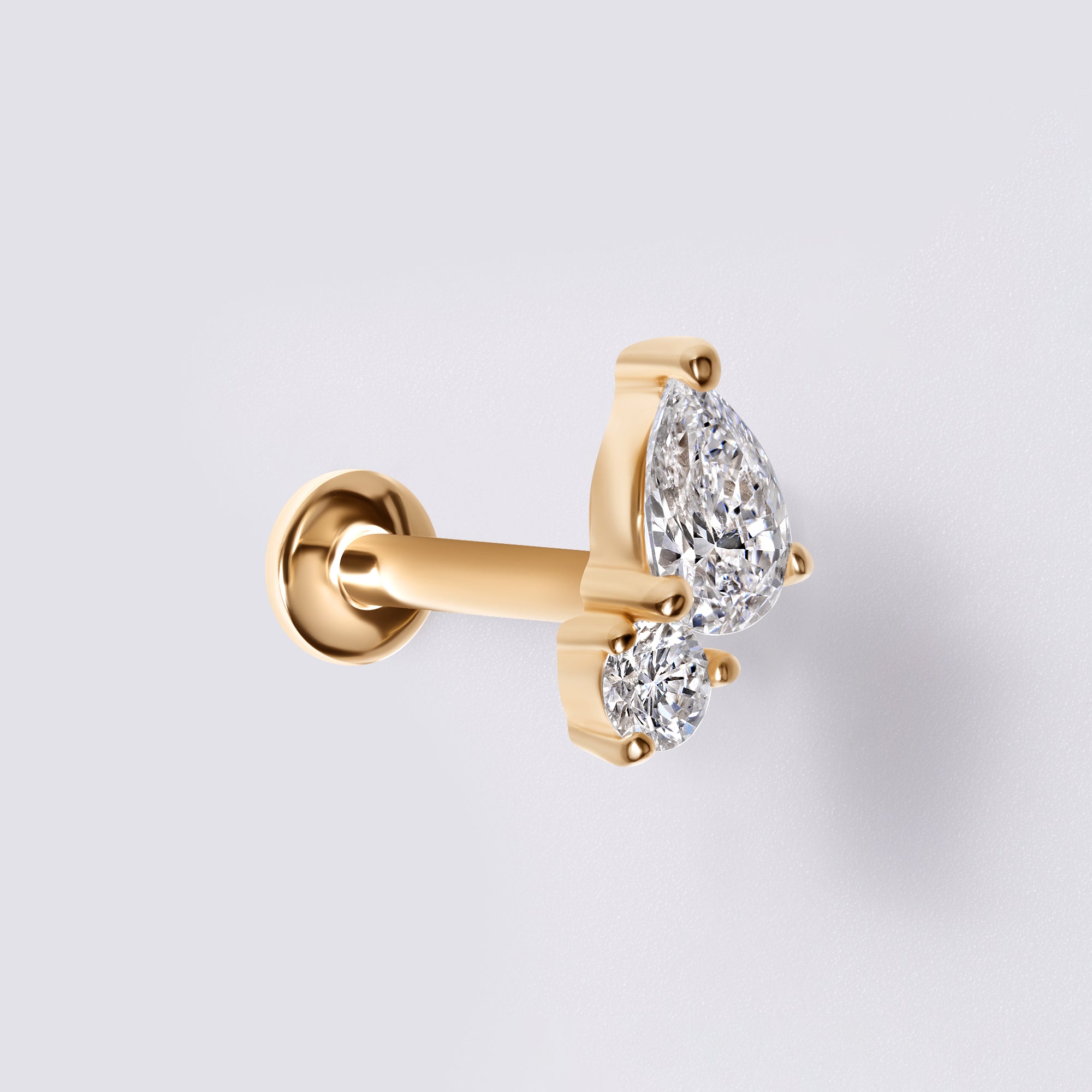 Pear & Round Diamond Mini Crawler Stud Earrings