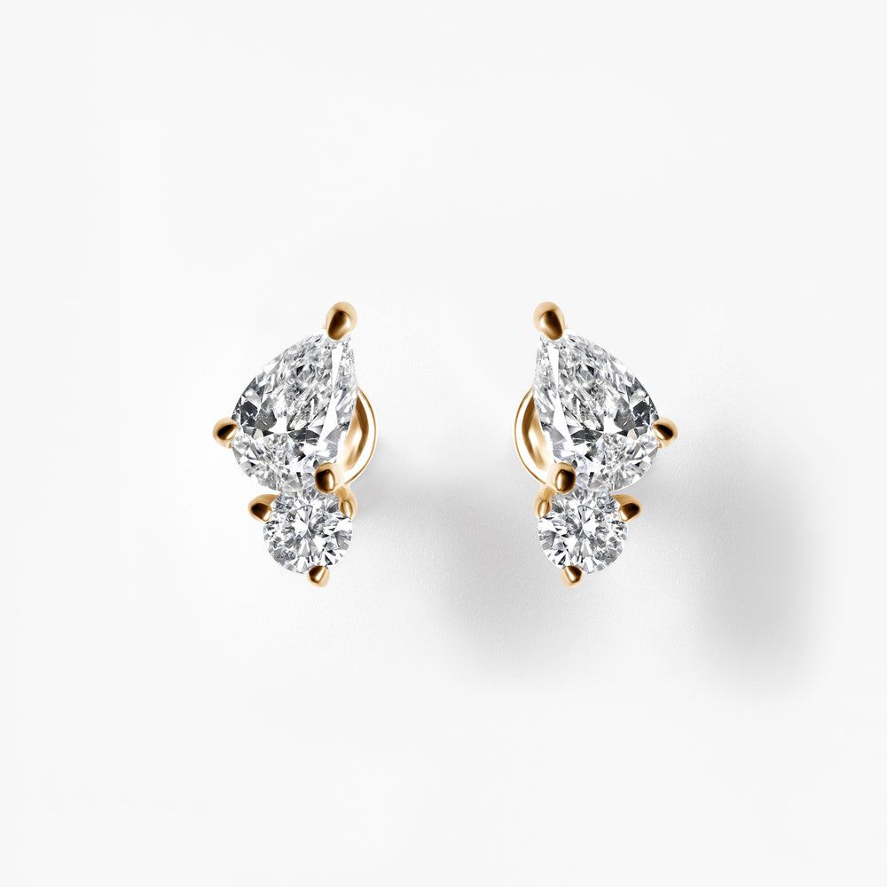 Pear and Round Diamond Mini Crawler Flatback Earrings