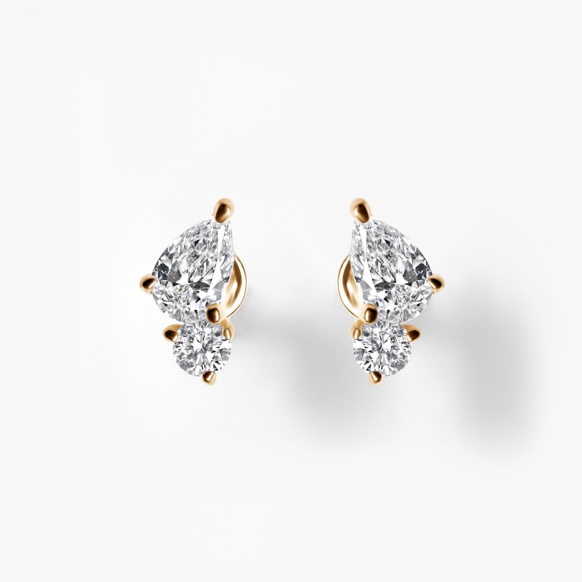 Pear & Round Diamond Mini Crawler Stud Earrings