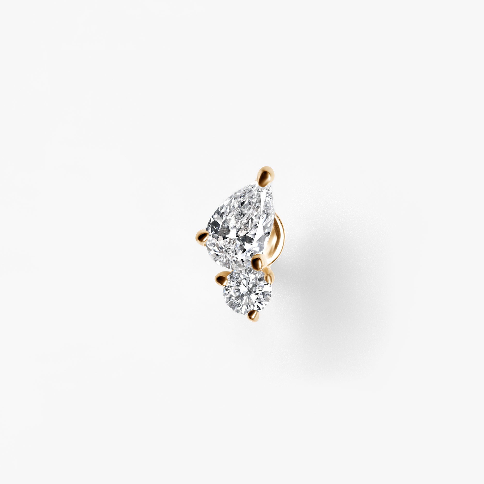 Pear & Round Diamond Mini Crawler Stud Earrings