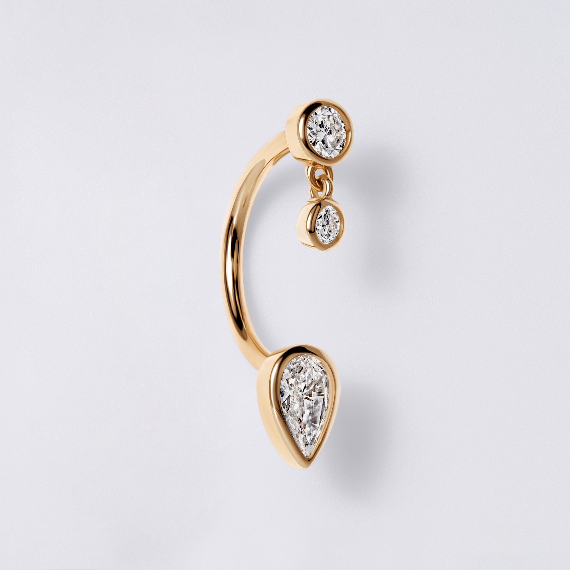 Round & Pear Diamond Bezel Set Barbell Jacket Earrings