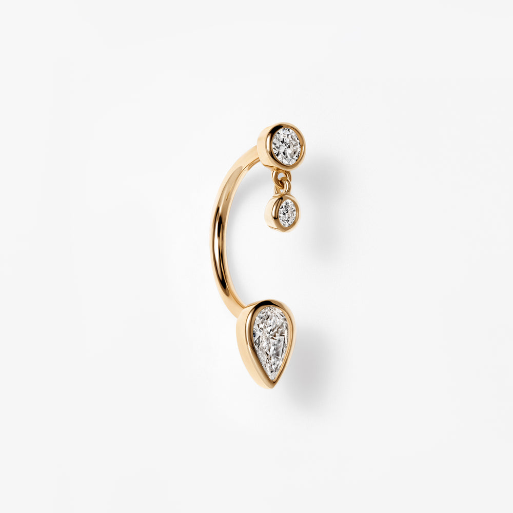 Round and Pear Diamond Bezel Barbell Jacket Earrings